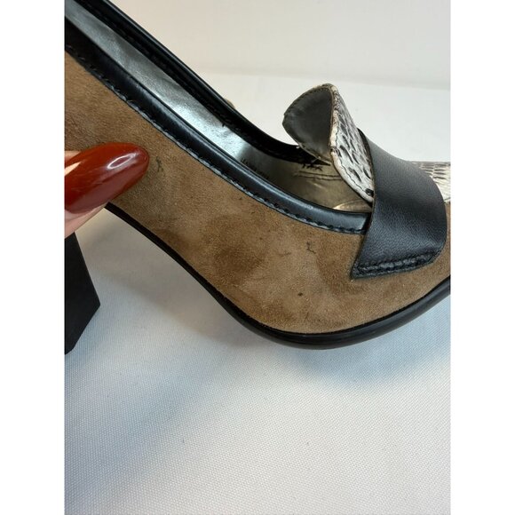 Tahari Aimee Womens Size 7M Brown/Black Suede Leather Animal Print Pumps - Picture 11 of 14